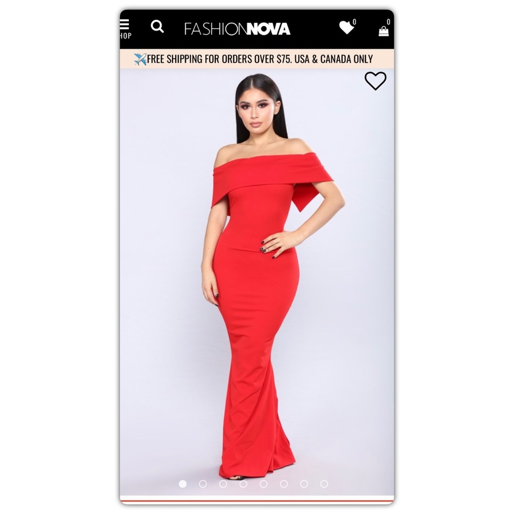 Red Off the Shoulder Gown